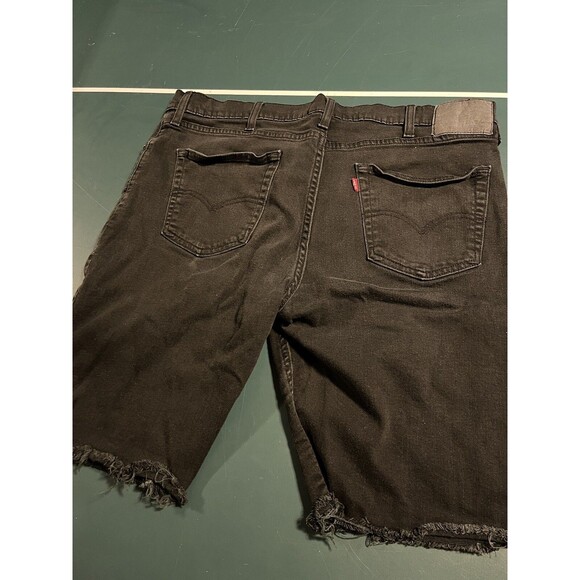 Men’s Levis 511 Jeans Denim Shorts 40 Black Cut Off Slim Distressed 11” Inseam